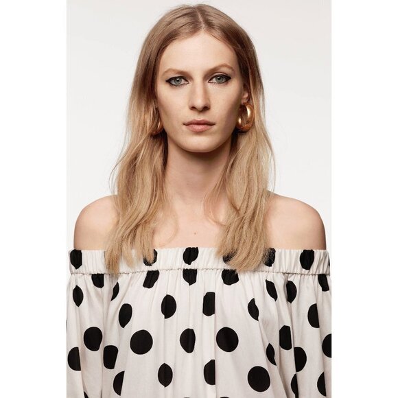 NWT Zara off-white ecru and black polka dot dress, S - Picture 8 of 15
